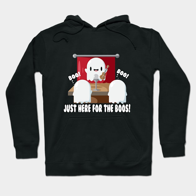 Just Here For The Boos Funny Ukulele Ghost Hoodie by SWIFTYSPADE